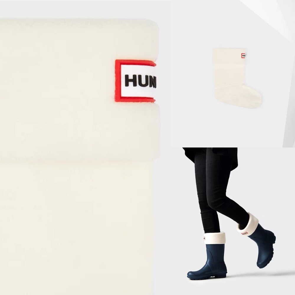 HUNTER Original Cream White Boot Welly Fleece Socks